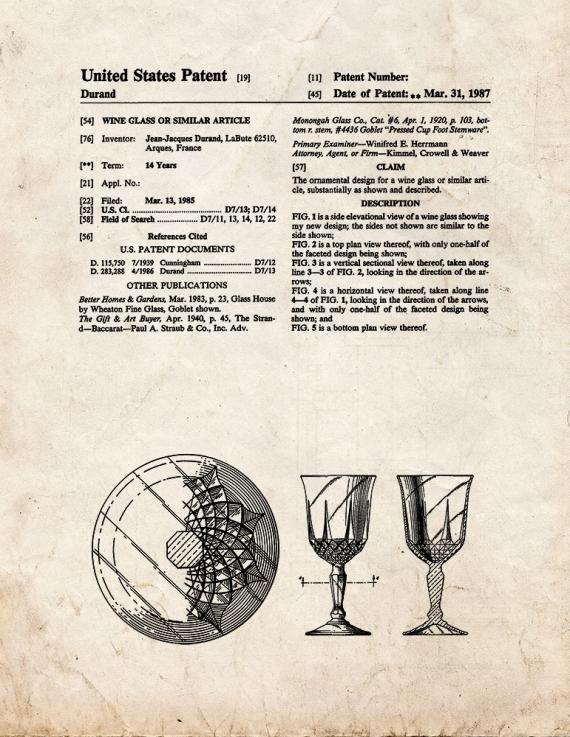 Wine Glass Patent Print