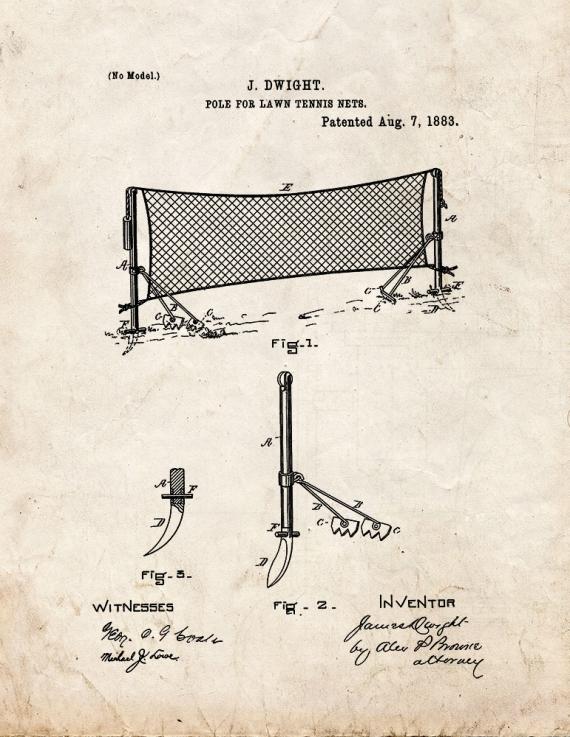 Lawn Tennis Net Patent Print
