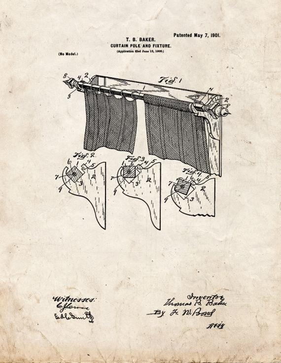 Curtain Pole and Fixture Patent Print