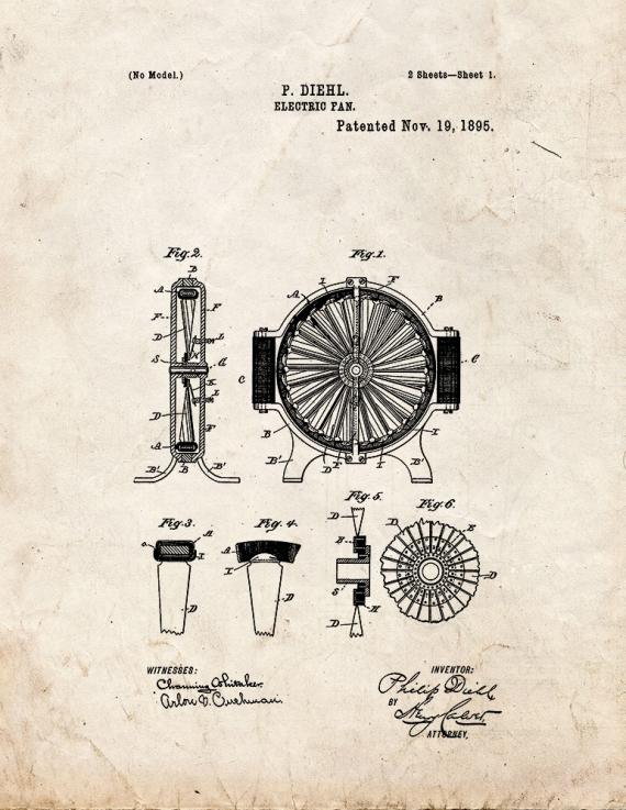 Electric Fan Patent Print