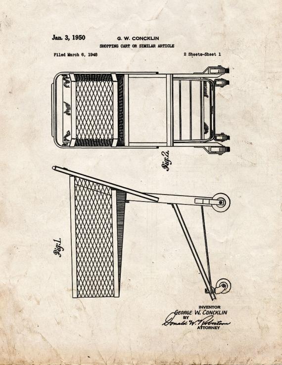 Shopping Cart Patent Print