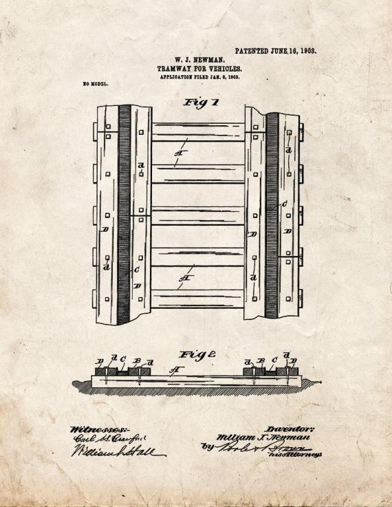 Tramway for Vehicles Patent Print