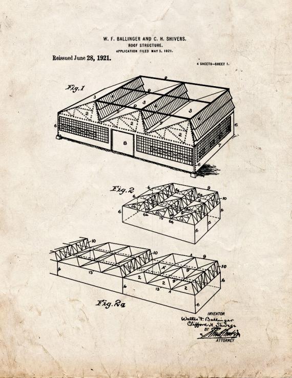 Roof Structure Patent Print