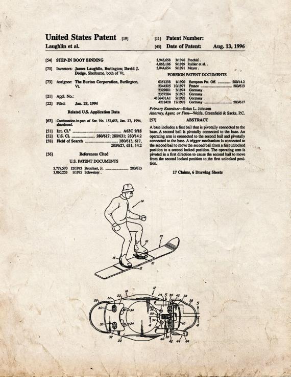 Step-in Boot Binding Patent Print