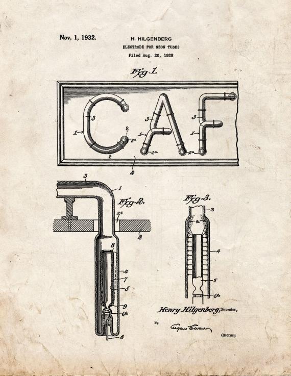 Electrode for Neon Tubes Patent Print