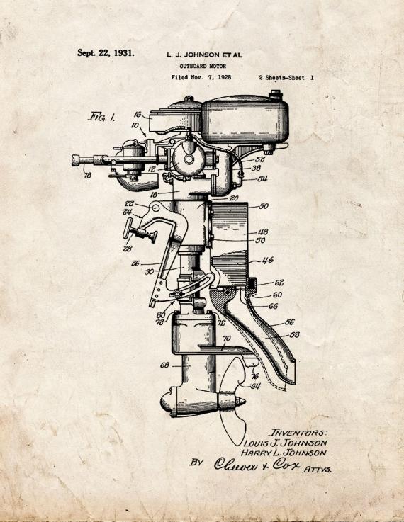 Outboard Motor Patent Print