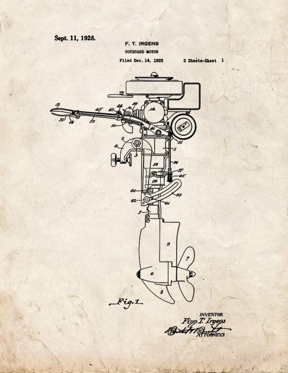 Outboard Motor Patent Print