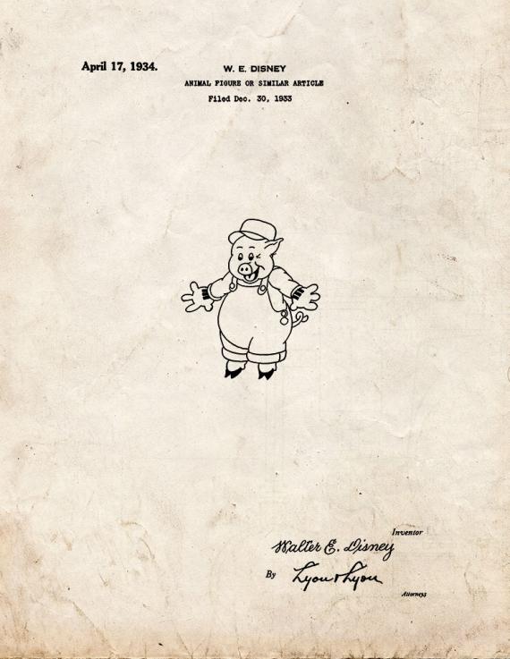 Practical Pig Patent Print
