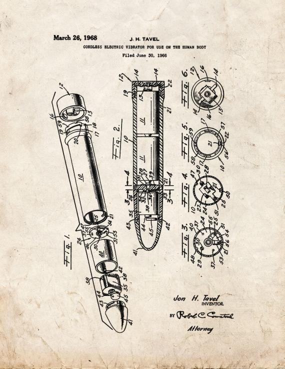 Cordless Electric Vibrator Patent Print