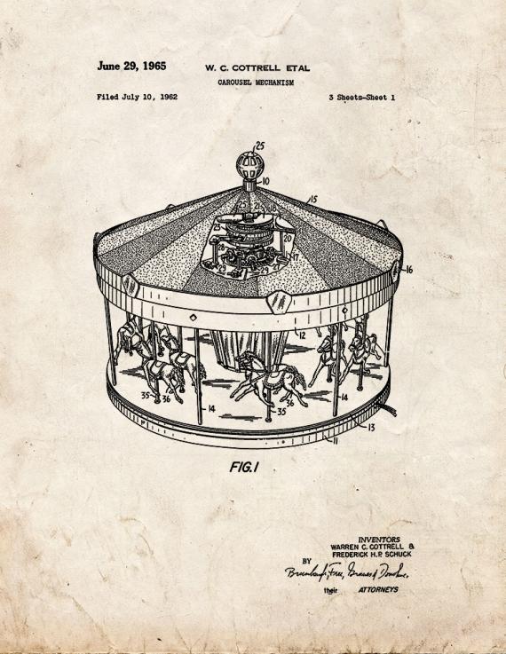 Merry-go-round Patent Print