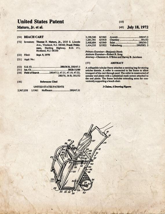 Beach Cart Patent Print