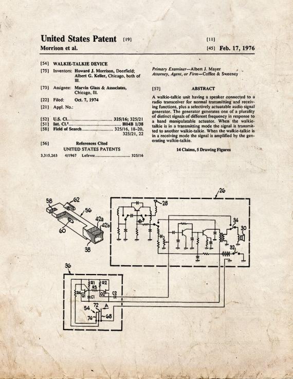 Walkie Talkie Patent Print