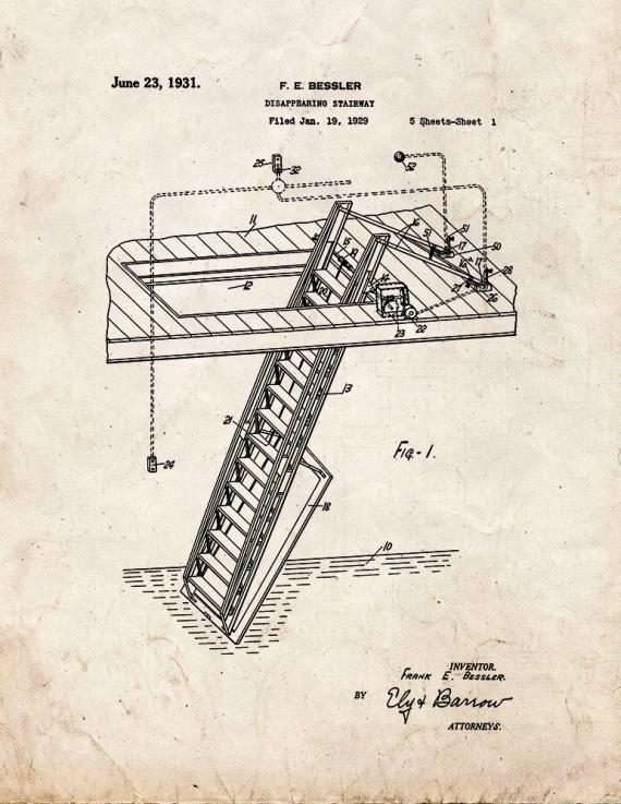 Disappearing Stairway Patent Print