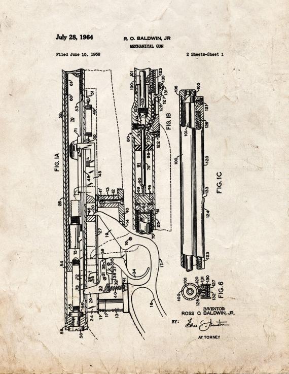 Mechanical Gun Patent Print