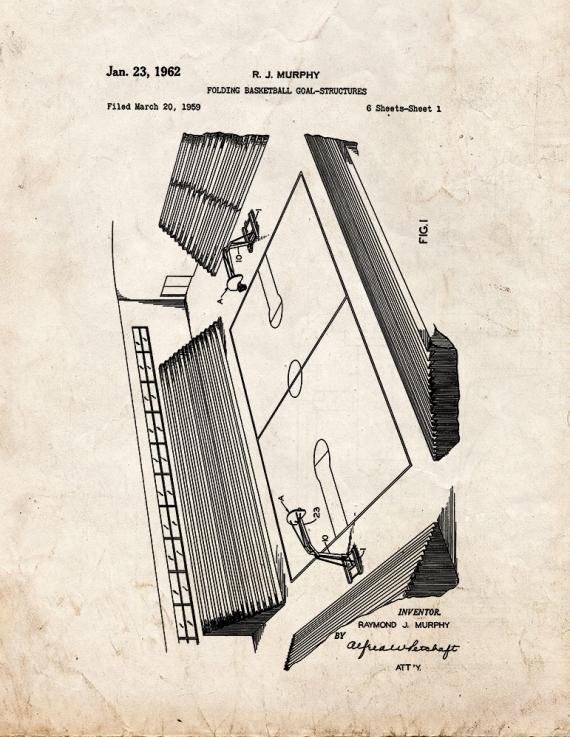 Folding Basketball Goal-structures Patent Print