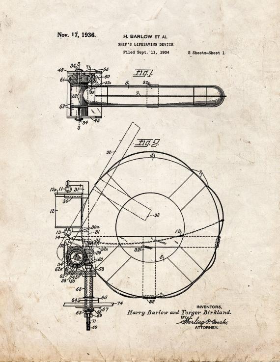 Life Preserver Patent Print