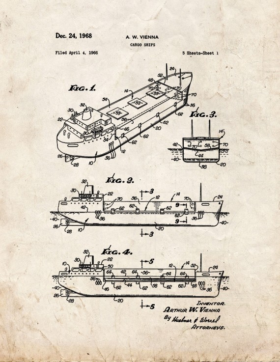 Cargo Ships Patent Print