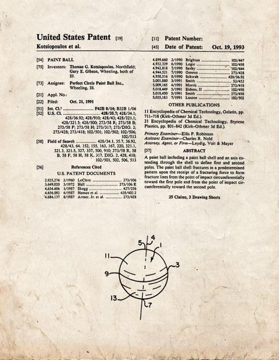 Paintball Patent Print