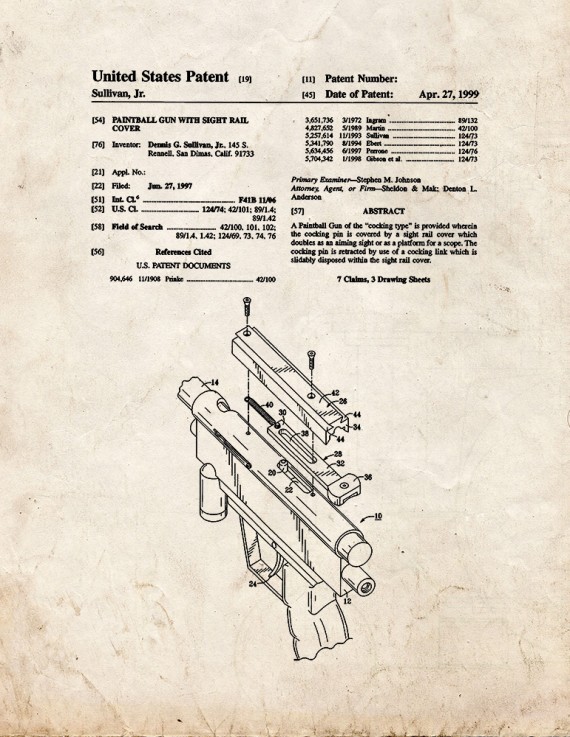 Paintball Gun Patent Print