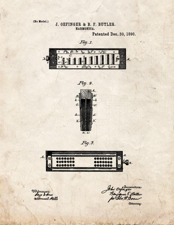 Harmonica Patent Print