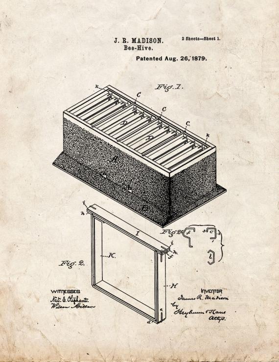 Beehive Patent Print