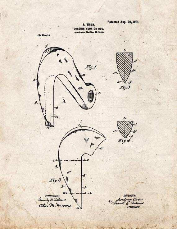 Logging Hook or Dog Patent Print