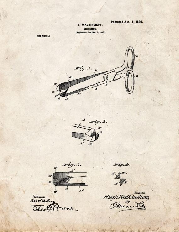 Scissors Patent Print