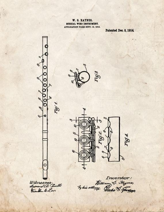 Musical Wind Instrument Patent Print