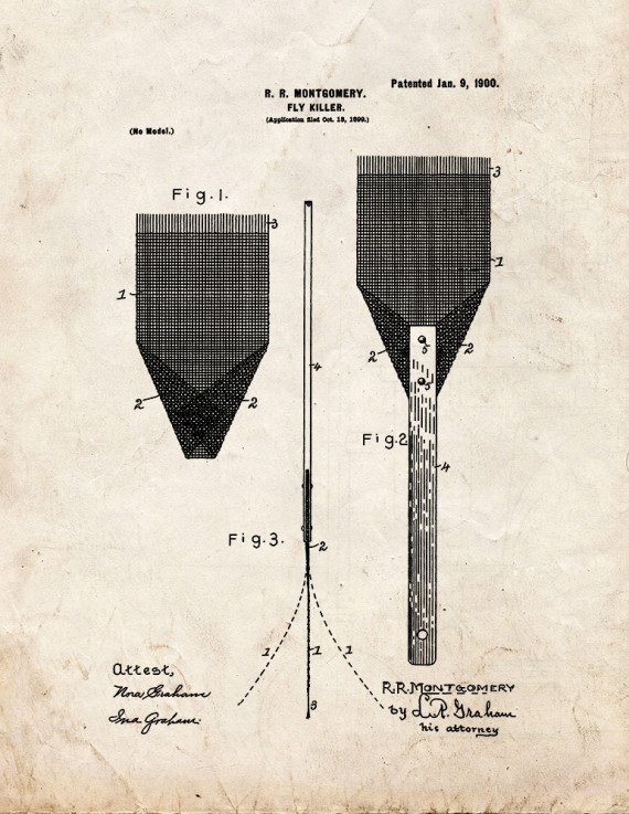 Fly Swatter Patent Print