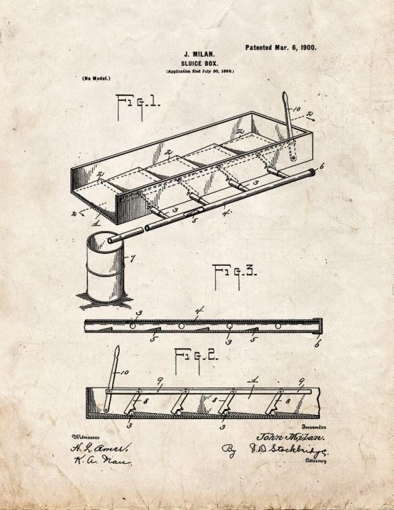 Sluice Box Patent Print