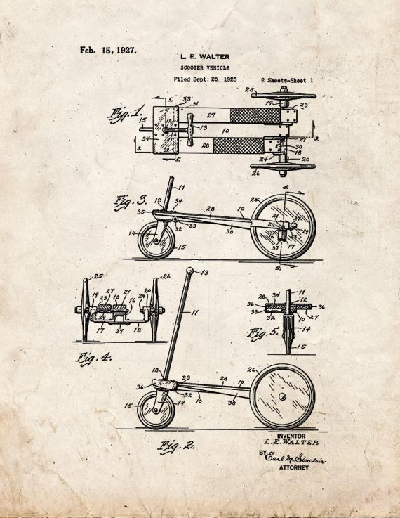 Scooter Vehicle Patent Print