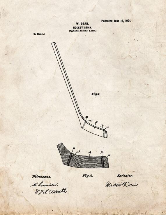 Hockey Stick Patent Print