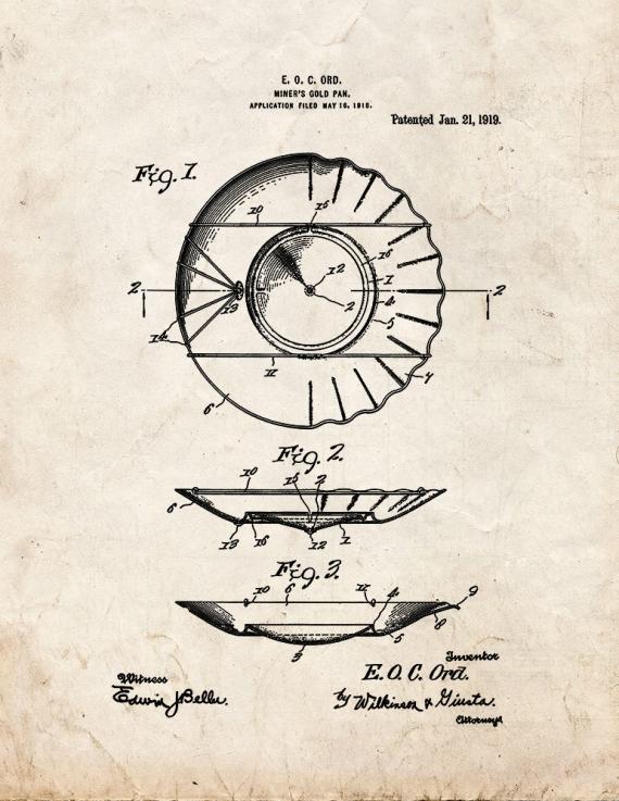 Miner's Gold-pan Patent Print
