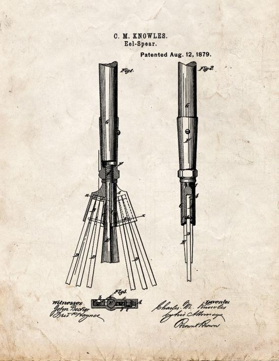 Eel Spear Patent Print