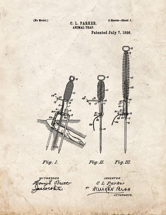 Animal Trap Patent Print