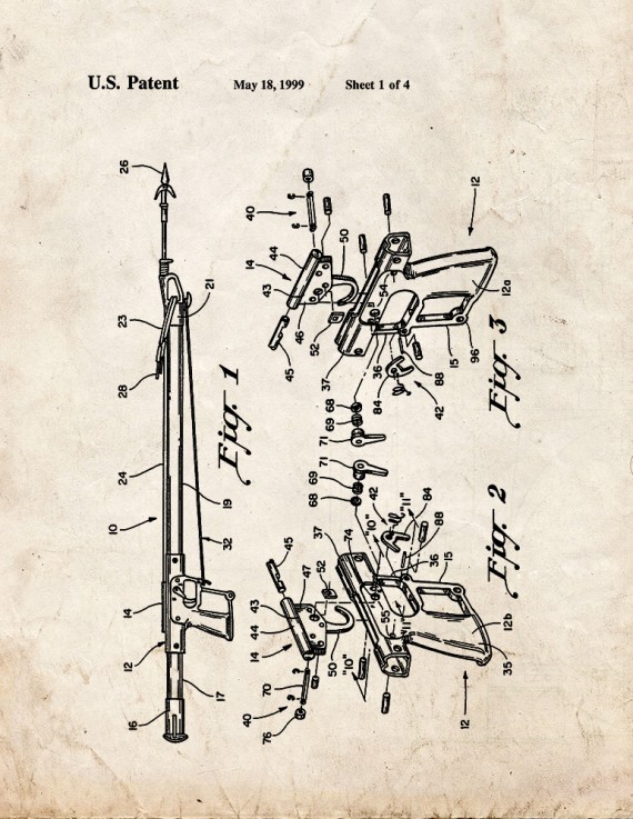 Spear Fishing Gun Patent Print