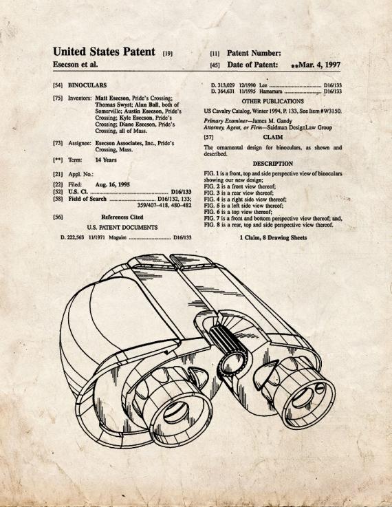 Binoculars Patent Print