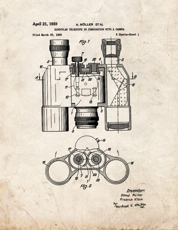 Binoculars Patent Print