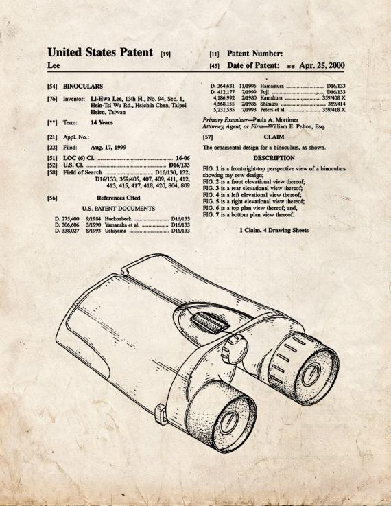 Binoculars Patent Print