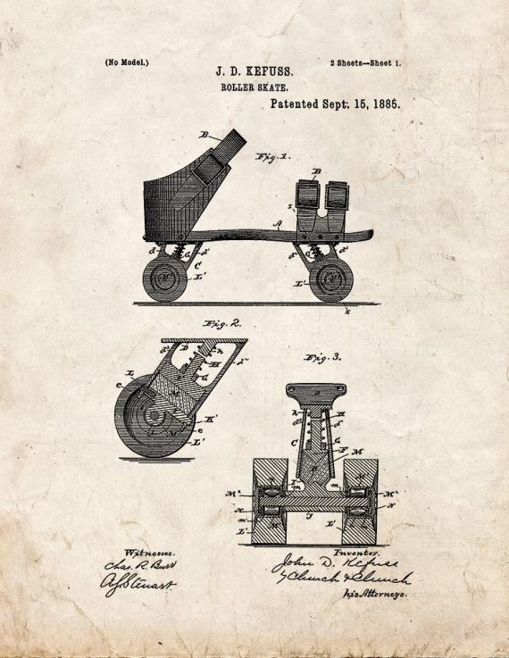Roller Skate Patent Print