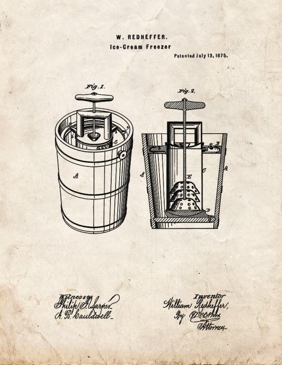 Ice Cream Freezer Patent Print