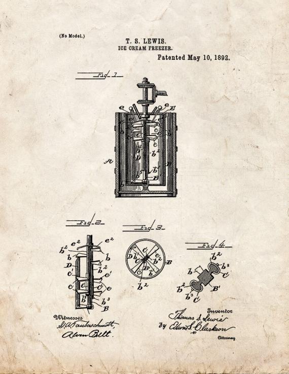 Ice Cream Freezer Patent Print