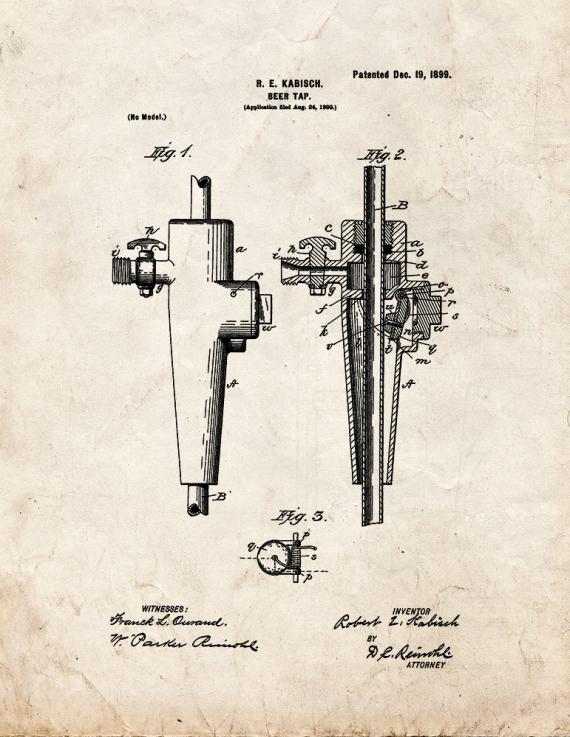 Beer Tap Patent Print