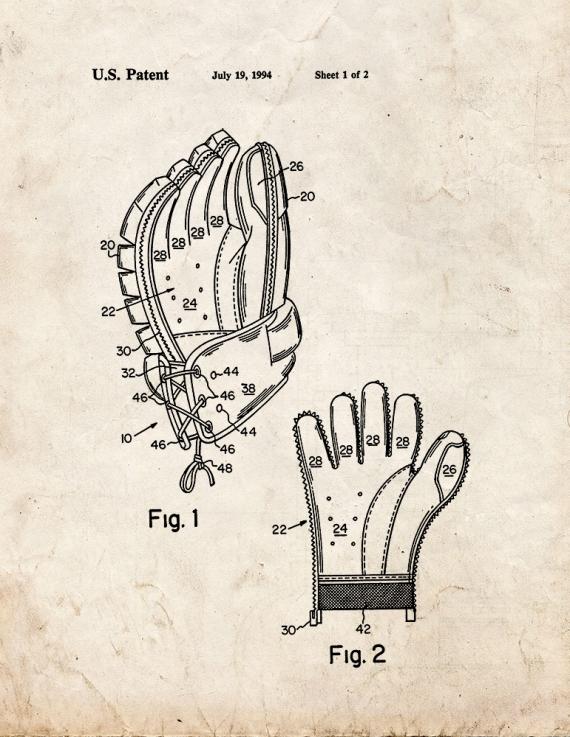 Ice Hockey Glove With Removable Palm Patent Print