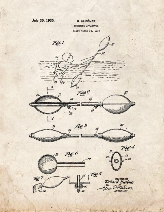 Swimming Apparatus Patent Print