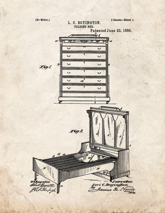 Folding Bed Patent Print