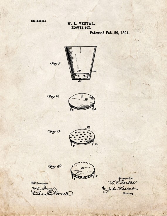 Flower Pot Patent Print