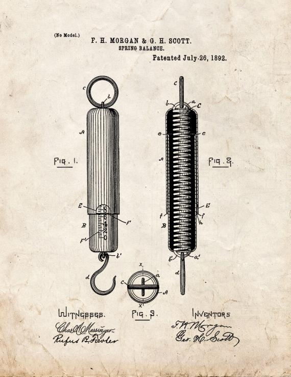 Spring Balance Patent Print