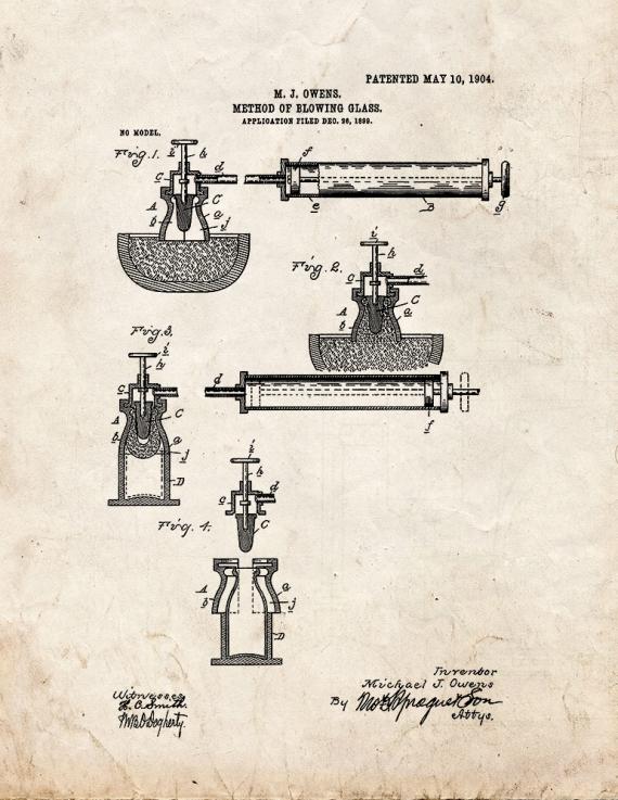 Method Of Blowing Glass Patent Print