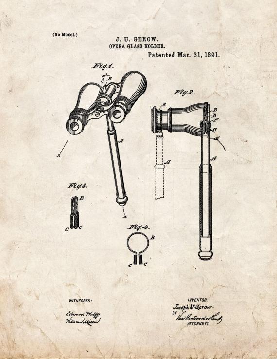 Opera Glass Holder Patent Print